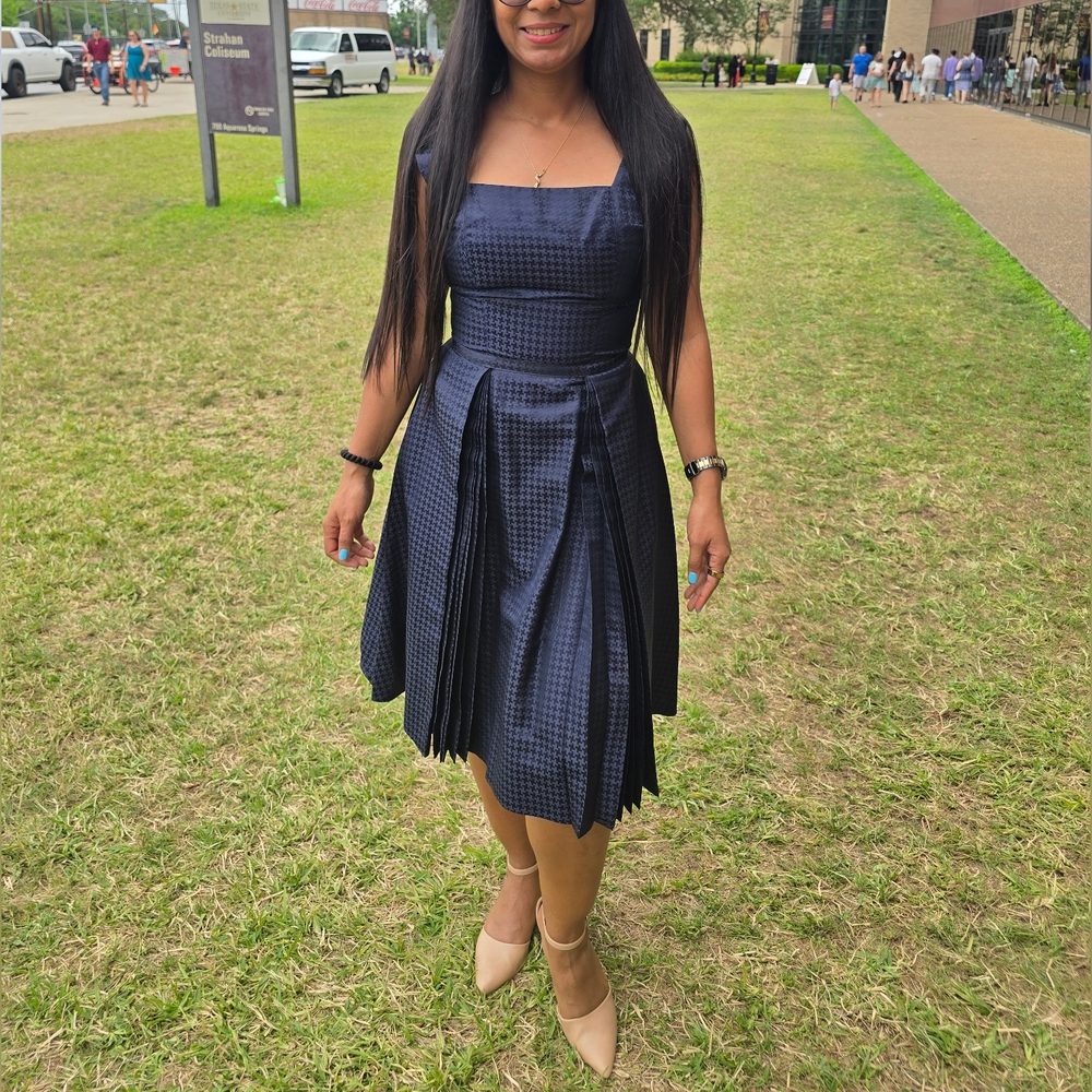 1950s Vintage Rosalie Macrini Navy Cocktail Dress – Fit & Flare – Designer Eveni